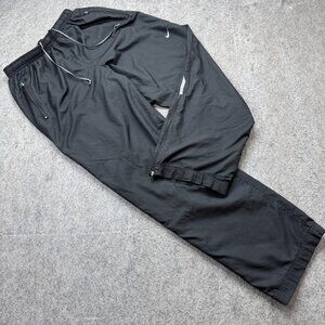 Nike Woven Running Pants Men XL Black Zipped Pockets Ankle Zip Straight Leg 32"